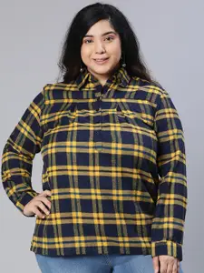 Oxolloxo Women Plus Size Checked Casual Shirt