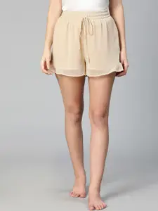 Oxolloxo Women Loose Fit Ruffled Lounge Shorts