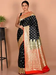 AllSilks Woven Design Printed Zari Silk Blend Banarasi Saree With Blouse Piece