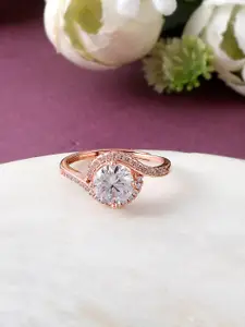 Voylla Rose Gold-Plated CZ-Studded Finger Ring