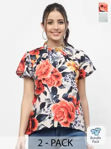 MISS AYSE Multicoloured Floral Print Georgette Top