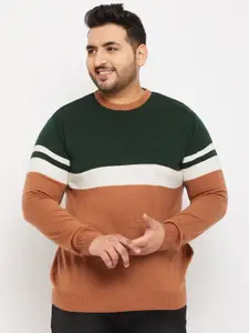 bigbanana Men Plus Size Colourblocked Acrylic Pullover