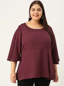 theRebelinme Plus Size Women Crepe Longline Flared Sleeves Top