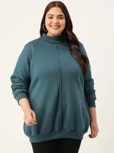 theRebelinme Plus Size Women Fleece Turtle Neck Sweatshirt