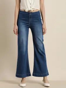Moda Rapido Women Wide Leg Heavy Fade Stretchable Jeans