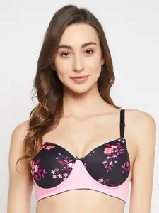 Clovia Padded Non-Wired Full Cup Floral Print Multiway T-shirt Bra