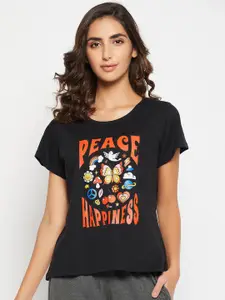 Clovia Women Printed Pure Cotton Lounge T-shirt