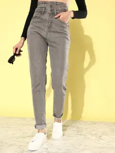 The Roadster Life Co. Women Flint Grey High-Rise 90's Hollaback Cutout Course Jeans