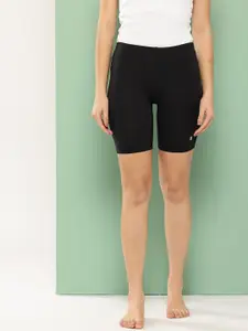 Leading Lady Women Black Cotton High-Rise Lounge Shorts