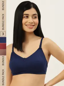 Leading Lady Pack of 3 Non-Padded Seamless Cotton Bras 1128-NB-MR-BR-3