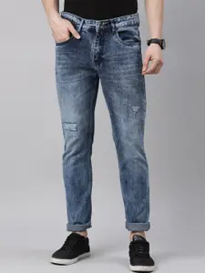 CINOCCI Men Slim Fit Low Distress Heavy Fade Stretchable Jeans