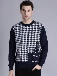 Kook N Keech Men Navy Blue & White Printed Sweatshirt