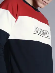 Kook N Keech Men Red & White Colourblocked Sweatshirt