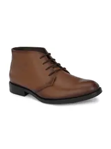 Hitz Men Textured Leather Mid-Top Derbys Shoes