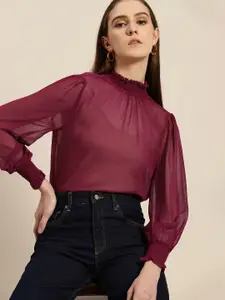 her by invictus Sheer High Neck Top