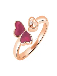 Mahi Rose Gold-Plated & Crystal Studded Heart Finger Ring