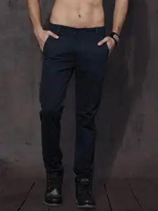 Roadster Men Navy Blue Slim Fit Pure Cotton RegularChinos