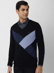 Van Heusen Colourblocked  V-Neck Pullover Sweater