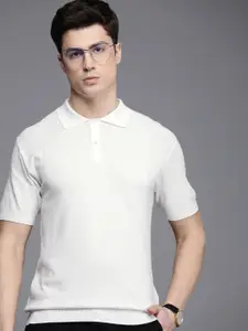 Louis Philippe Men Solid Polo Collar Short Sleeves Casual T-shirt