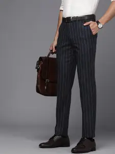 Louis Philippe Men Striped Slim Fit Formal Trousers