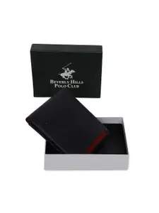 Beverly Hills Polo Club Men Textured Two Fold Wallet with Card Holder