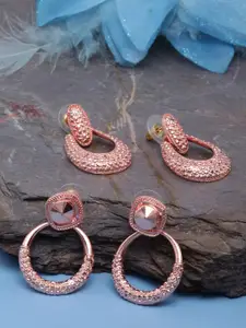 DIVA WALK Rose Gold Plated Contemporary Drop Earrings