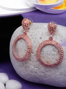 DIVA WALK Women Rose Gold Plated Circular Drop Earrings
