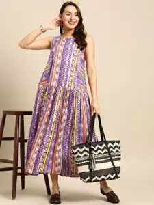 Sangria Ethnic Printed Drop-Waist Maxi Dress