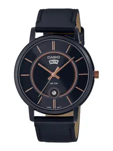 CASIO Men Dial & Leather Straps Water Resistant Analogue Watch A2043