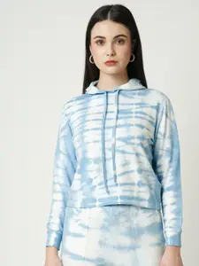 Kraus Jeans Women Abstract Printed Hooded Pullover Sweatshirt