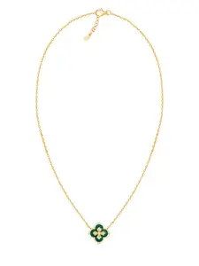 GIVA Gold-Toned & Green Sterling Silver Gold-Plated Necklace