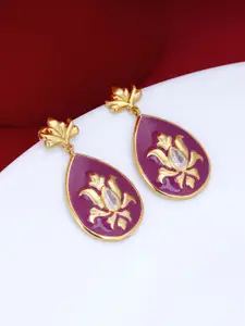 GIVA Women Gold-Plated Contemporary Drop Earrings