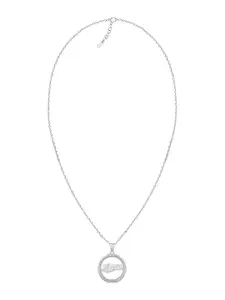 GIVA 925 Sterling Silver Rhodium-Plated CZ-Studded Pendant With Chain