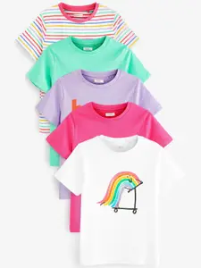NEXT Girls Pack of 5 Pure Cotton T-shirts