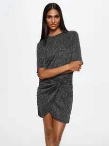 MANGO Shimmery Knot Detail Sustainable Sheath Mini Dress