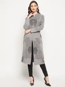 Zigo Women Printed Longline Wool Sweater