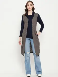 Zigo Women Checked Longline Wool Sweater