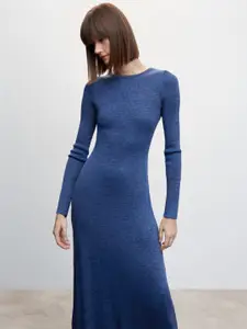 MANGO Sustainable Solid Lurex Detail A-Line Midi Dress