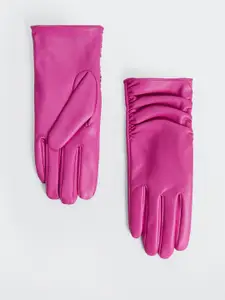 MANGO Women Pleated Detail Hand Gloves