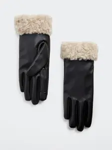 MANGO Women Faux Leather Hand Gloves