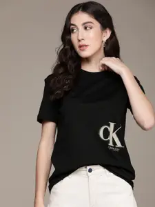Calvin Klein Jeans Women Pure Cotton Brand Logo Printed T-shirt