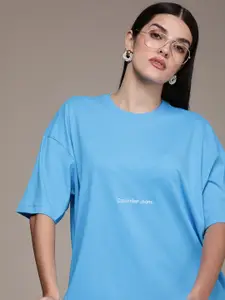 Calvin Klein Jeans Women Pure Cotton Relaxed Fit Drop-Shoulder T-shirt
