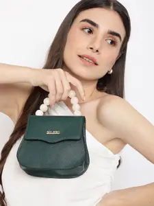 KLEIO Pearl Beaded Top Handle Mini Hand Bag With Sling