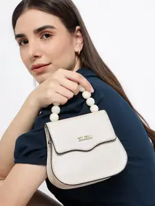 KLEIO Pearl Beaded Top Handle Mini Hand Bag With Sling