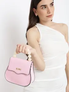 KLEIO Pearl Beaded Top Handle Mini Hand Bag With Sling