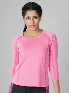 NIVIA Women Pink Slim Fit Compression T-shirt