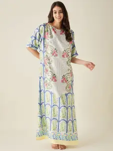 The Kaftan Company Floral Printed Satin Maxi Nightdress