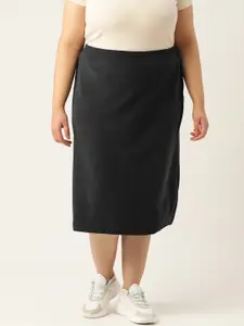 theRebelinme Plus Size Women Solid Straight Skirt