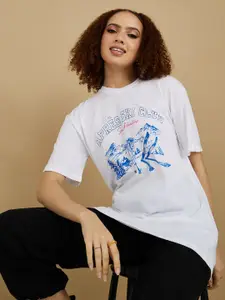 Styli Women Printed Oversized Cotton T-shirt