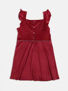 Tommy Hilfiger Girls Square Neck Cotton A-Line Dress